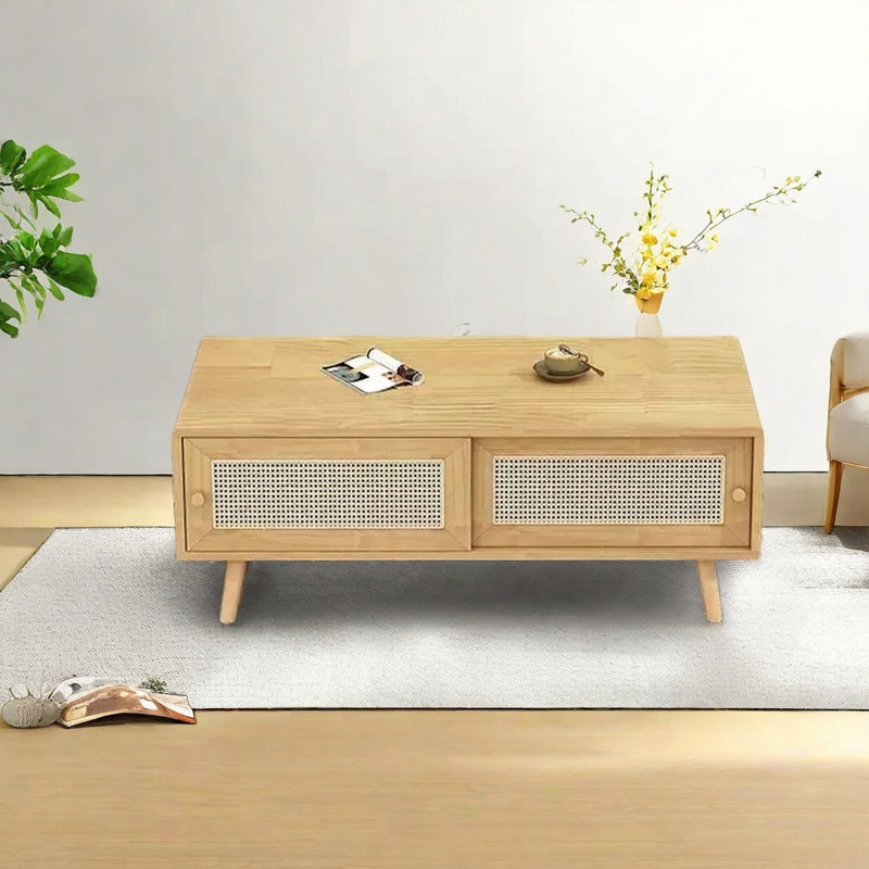 Heavy-Duty Coffee Table with Sliding Storag, 15.74" H x 39.37" L x 19.68" W