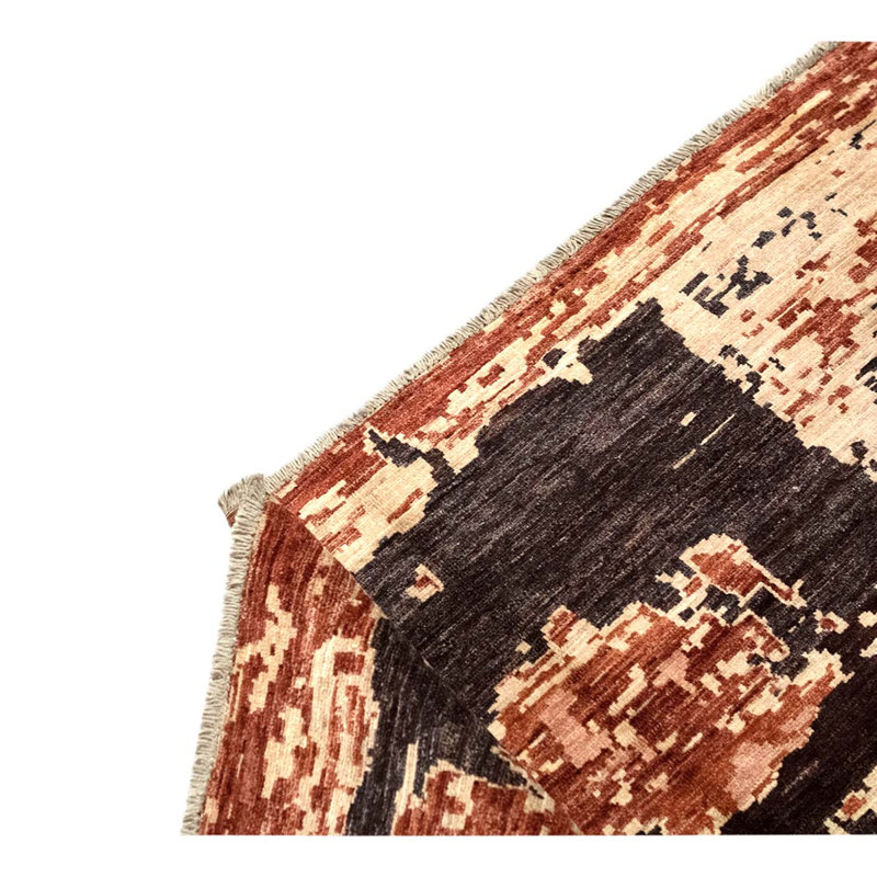 Wool Abstract Area Rug in Red
