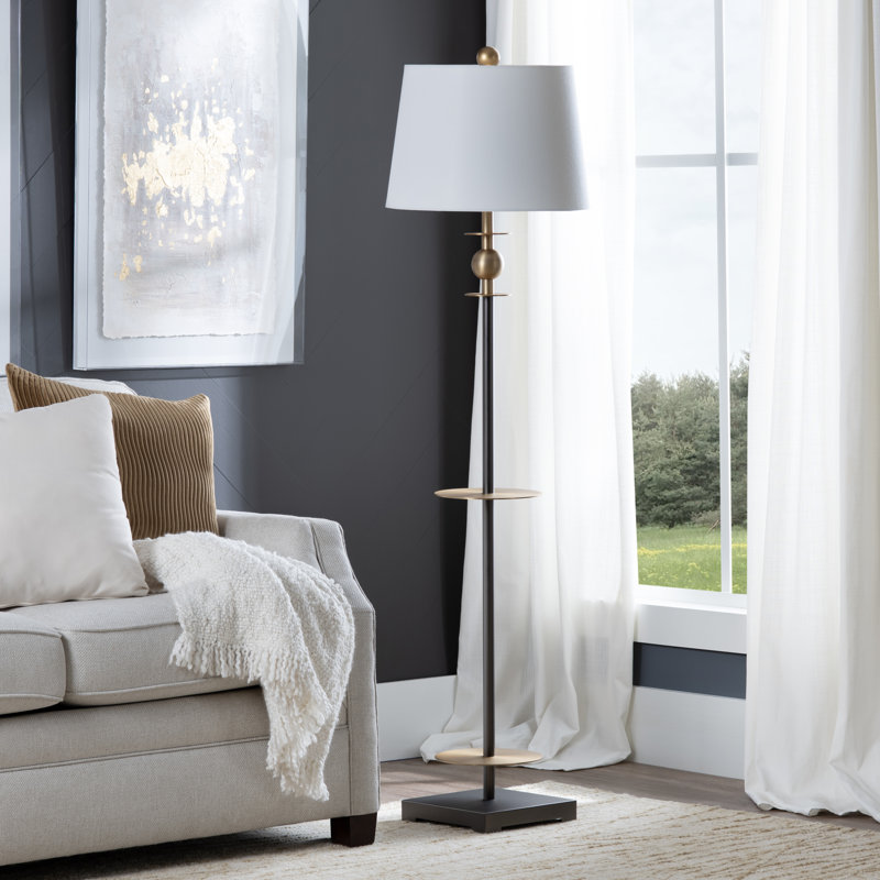 64" Metal Floor Lamp With White Shade