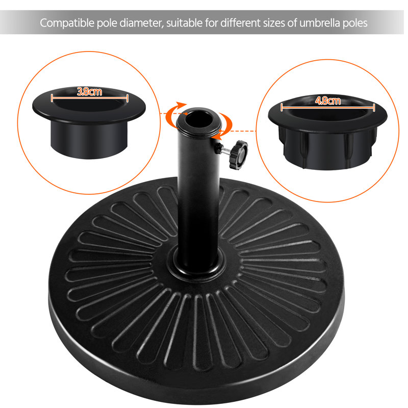 Autumm Outdoor Patio Heavy Duty Wind-Resistant Market Umbrella Base Stand, Black
