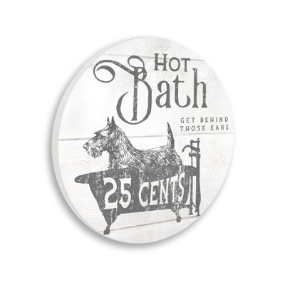 «Vintage Hot Bath», plaque murale circulaire pour baignoire pour chien Scottie, 12 po de diamètre