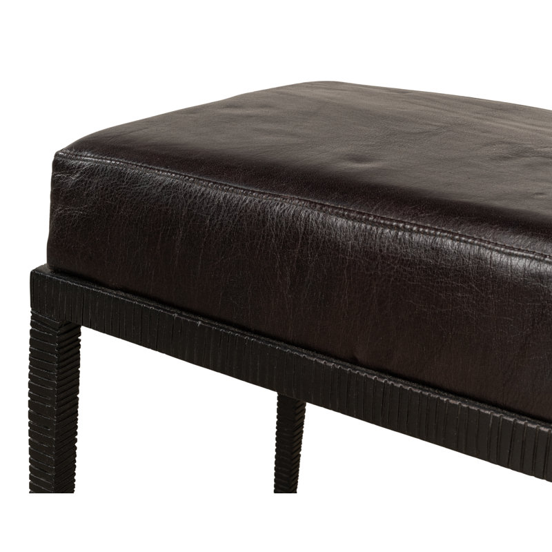 Duke Ridged Genuine Leather Upholstered Bench