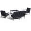Ensemble de conversation en acier pour 4 personnes avec table en verre-651084399