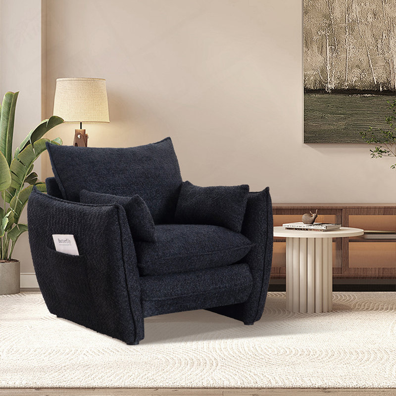 Chaise rembourrée en chenille, Noir