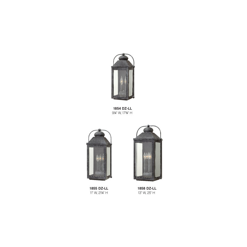 Anchorage 4-Light Outdoor Wall Lantern, Aged Zinc, 3