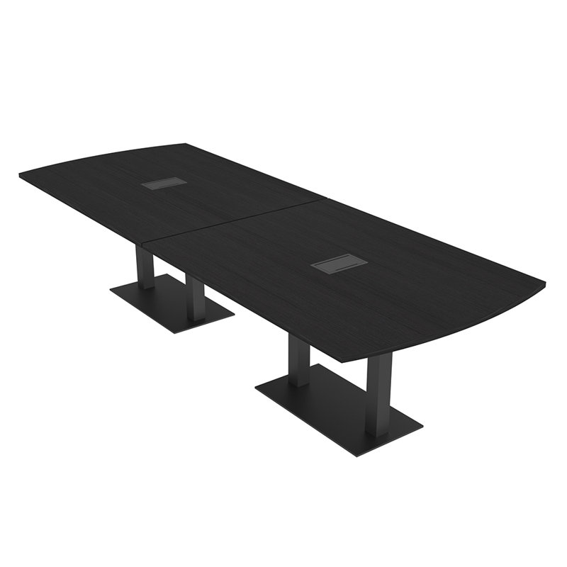 Table de conférence Pavert Arc Unité électrique, Noir mat, Cyprès noir, H 30 po x l 144 po x P 48 po