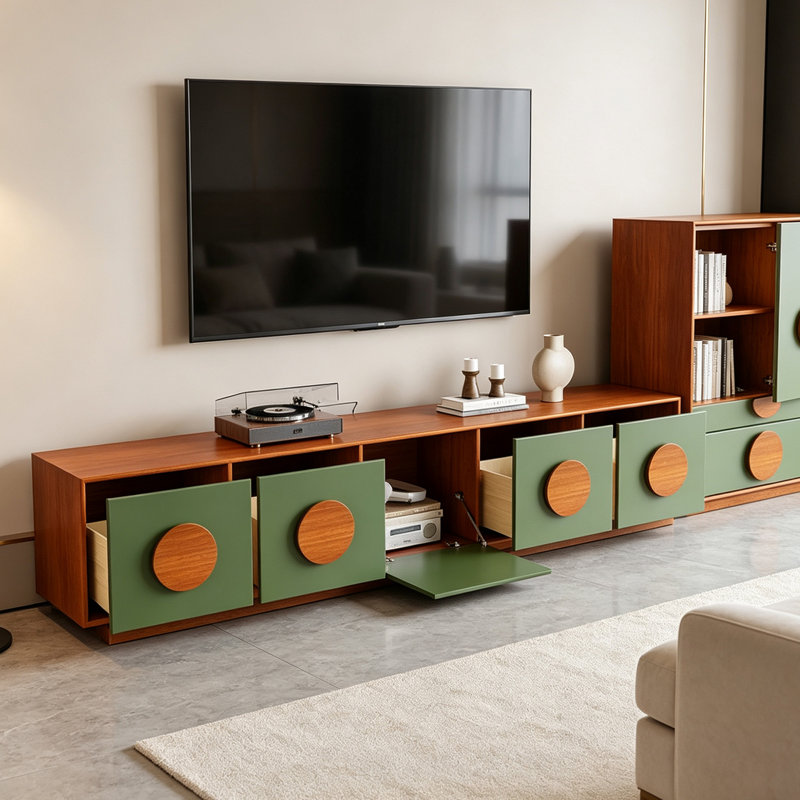 Meuble télé multifonctionnel en bois pour salon
