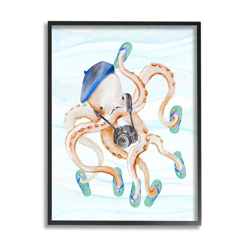 «Holiday Holiday Octopus», art giclée encadré par Lanie Loreth, H 30 po x l 24 po x P 1,5 po, Giclée encadrée noir minuit