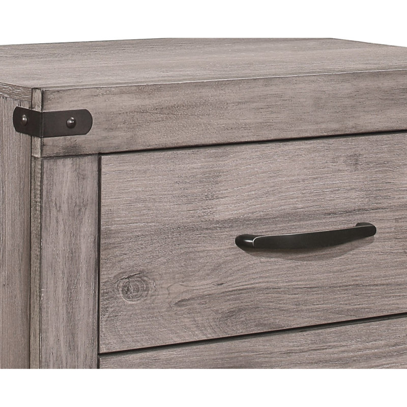 Table de chevet gris brunâtre avec 2 tiroirs