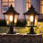 21 In. High Vintage Outdoor Post Lantern Light For Garden Yard Outdoor Black Metal & Clear Glass Post Light Fixture Pillar Lamp With Pier Mount