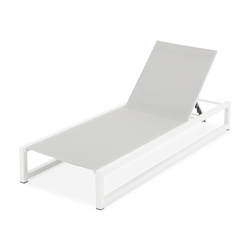 5 - Level Adjustable 2 Piece Chaise Lounge For Outdoor, Aluminum Frame With Mesh, 400 Lbs Weight Limit, Sunbathing By Pool Outdoor Position , And , Fits Gardens Balconies, Space Saving Design