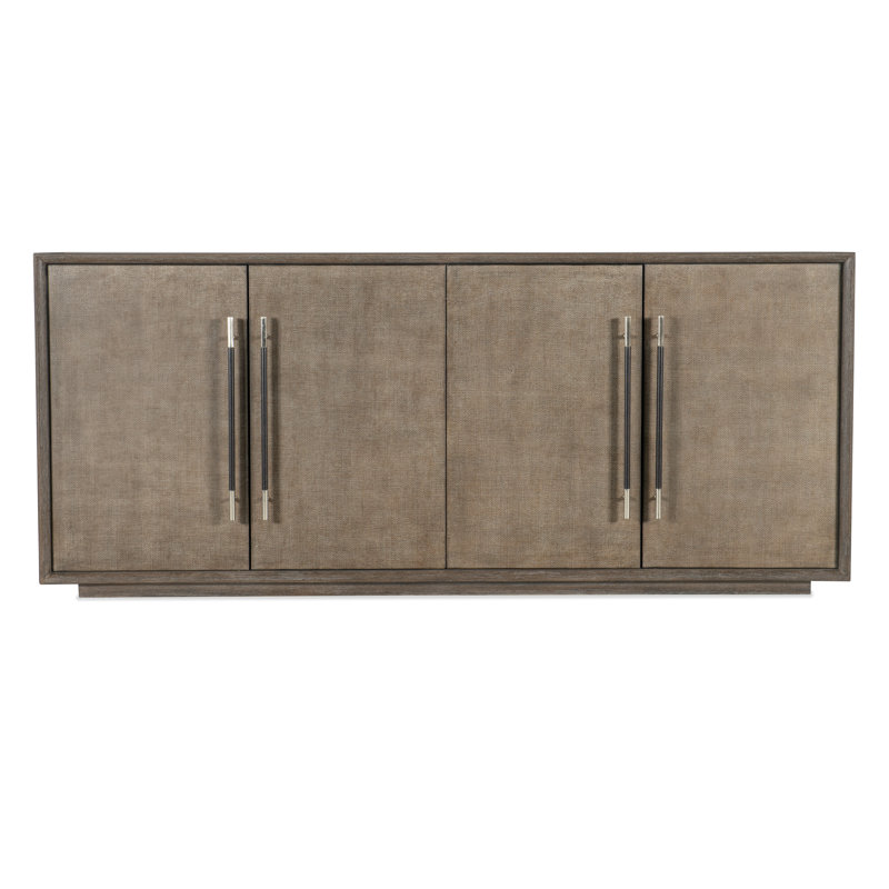 Mink Brown Oak Veneer Media Console with Cabinet