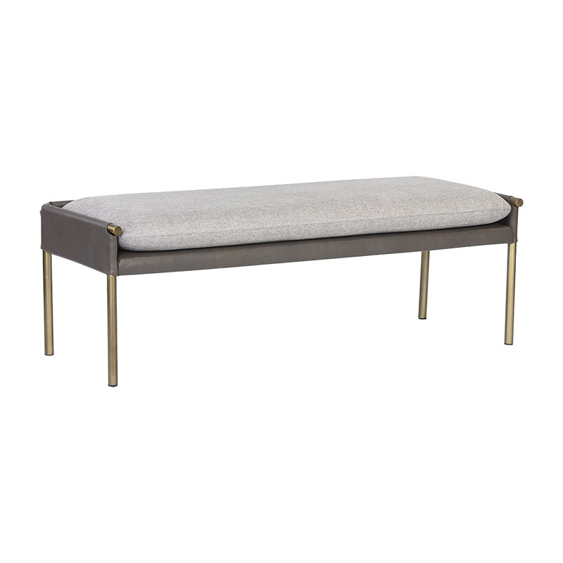 Bellevue Upholstered Tufted Bench, Belfast Heather Gray