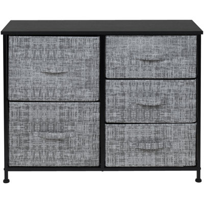 Commode 5 tiroirs - Gris / blanc