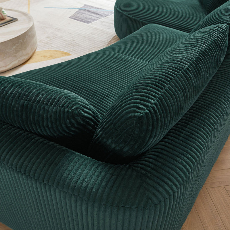 Canapé modulaire surdimensionné de 122,04 pouces, canapé moderne avec méridienne, canapé confortable avec méridienne faisant face à gauche, canapé en velours côtelé vert