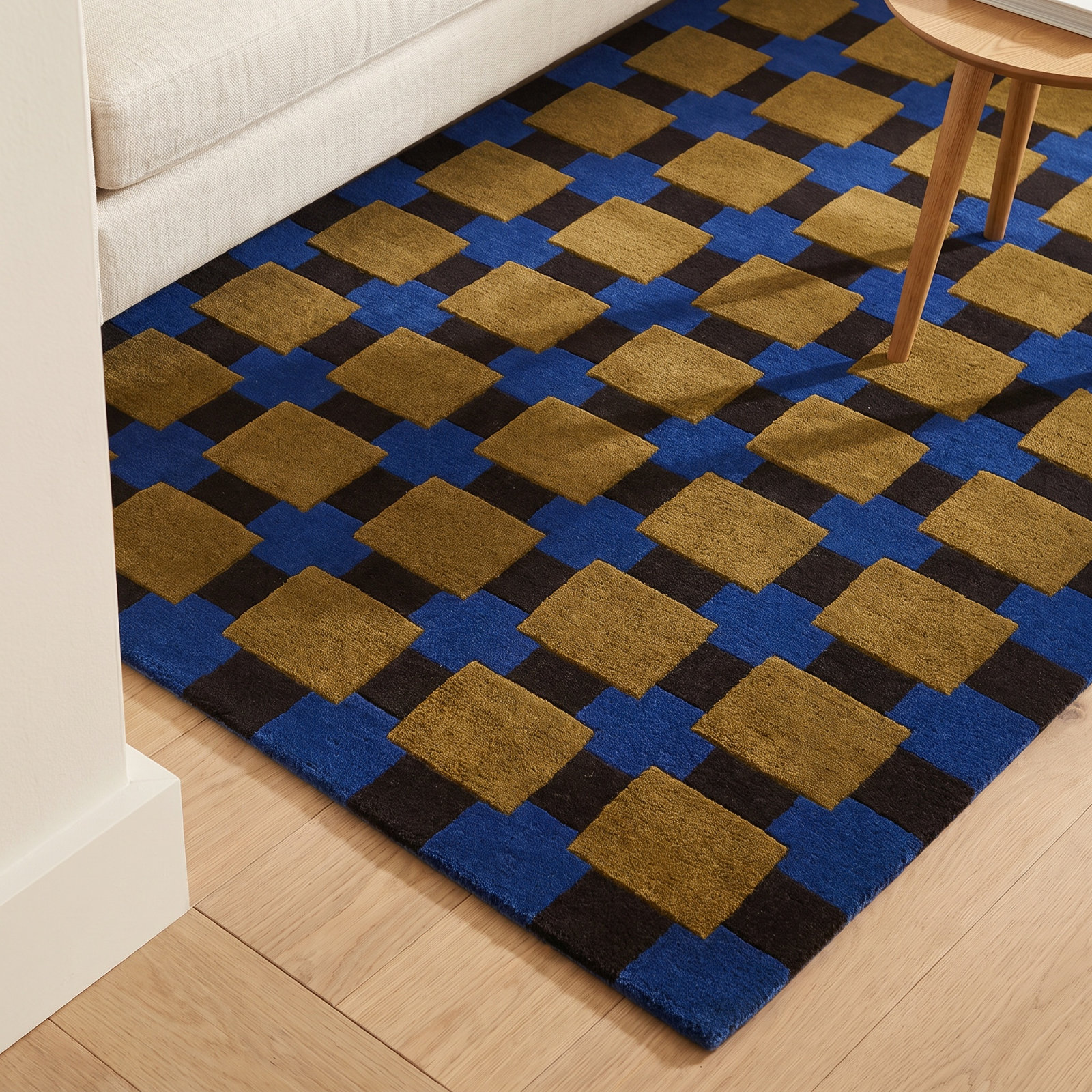 Bauhaus Hand-Tufted Geometric Rug, Rectangle 8' x 10', Blue
