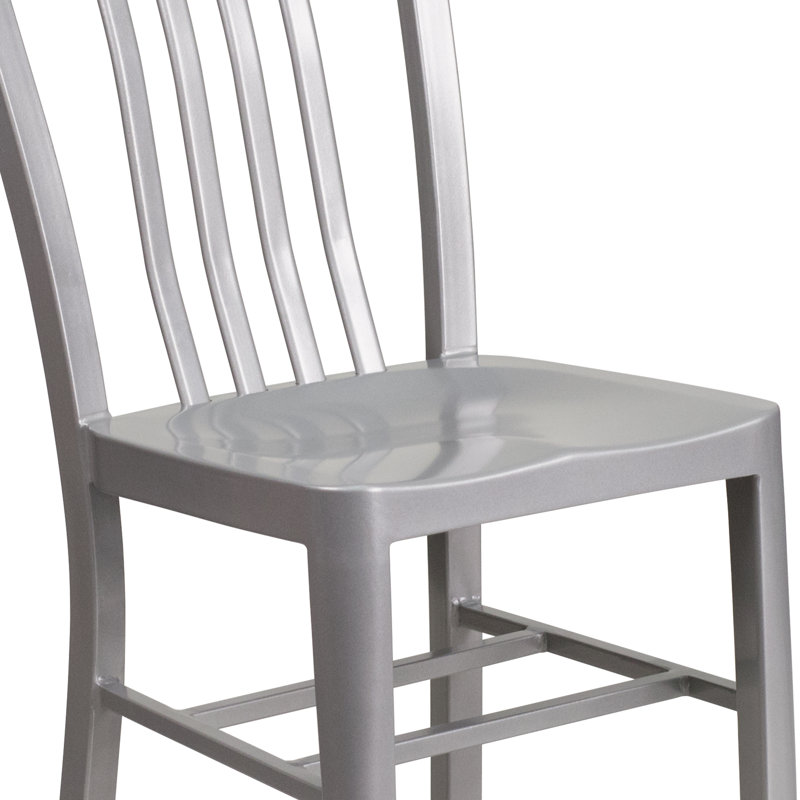 Commercial Grade Metal Indoor-Outdoor Bistro Chair, Silver