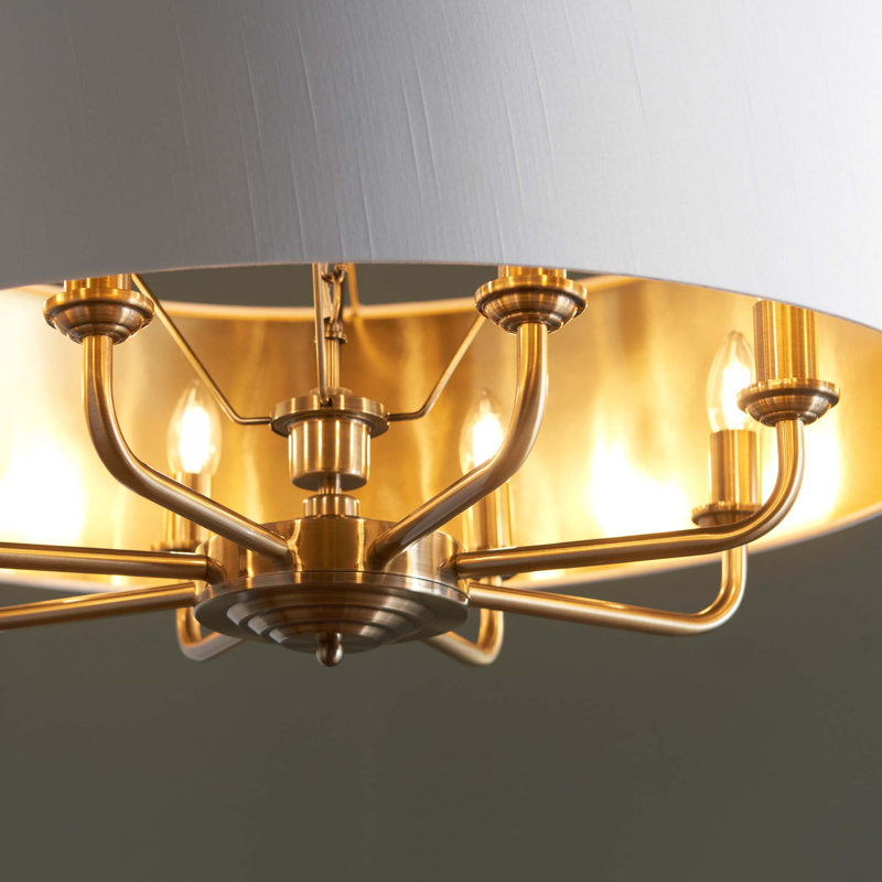 Landover 8 Light Chandelier, Antique Brass , Vintage White