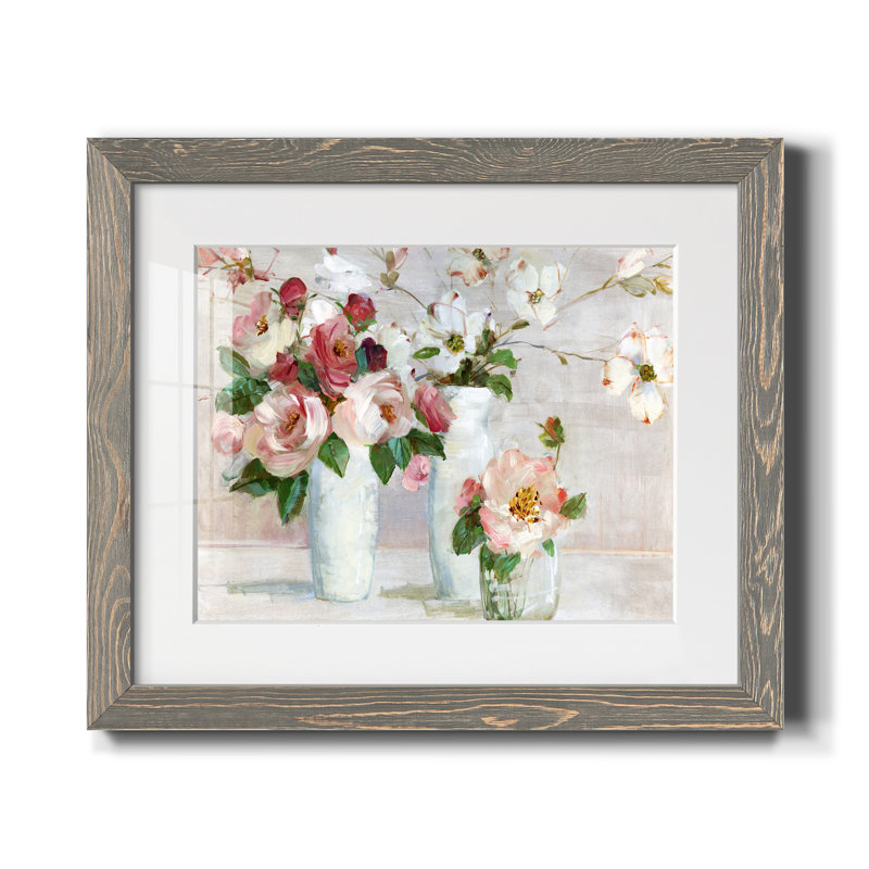 Shades of Blush - Peinture encadrée, H 31 po x l 44 po x P 1 po, Encadré gris