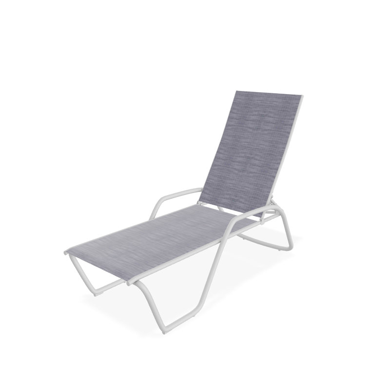 Outdoor Rust-Resistant Metal Chaise Lounge, Textured White, Brooks