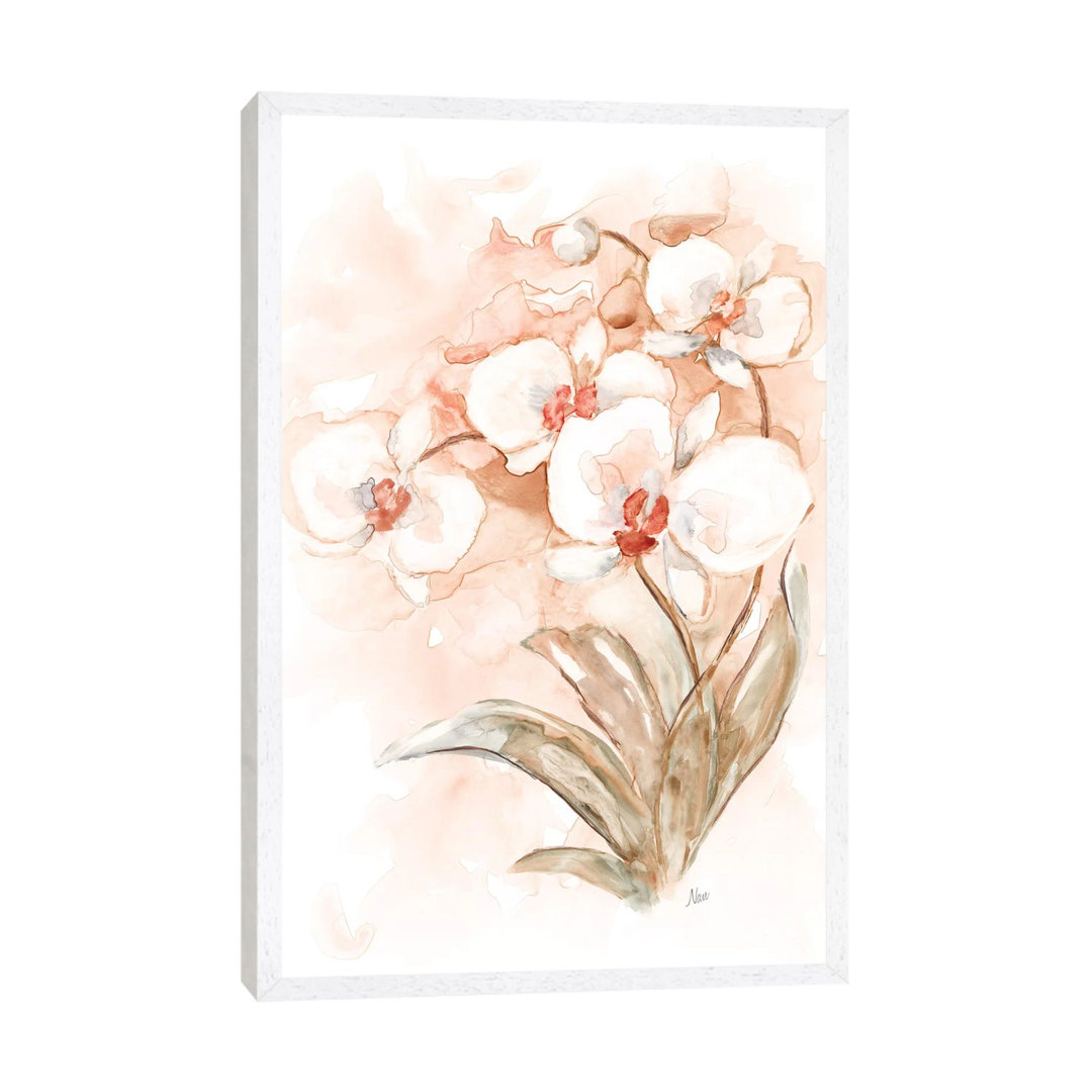 White and Coral Orchid II by Nan - Graphic Art Print on Canvas