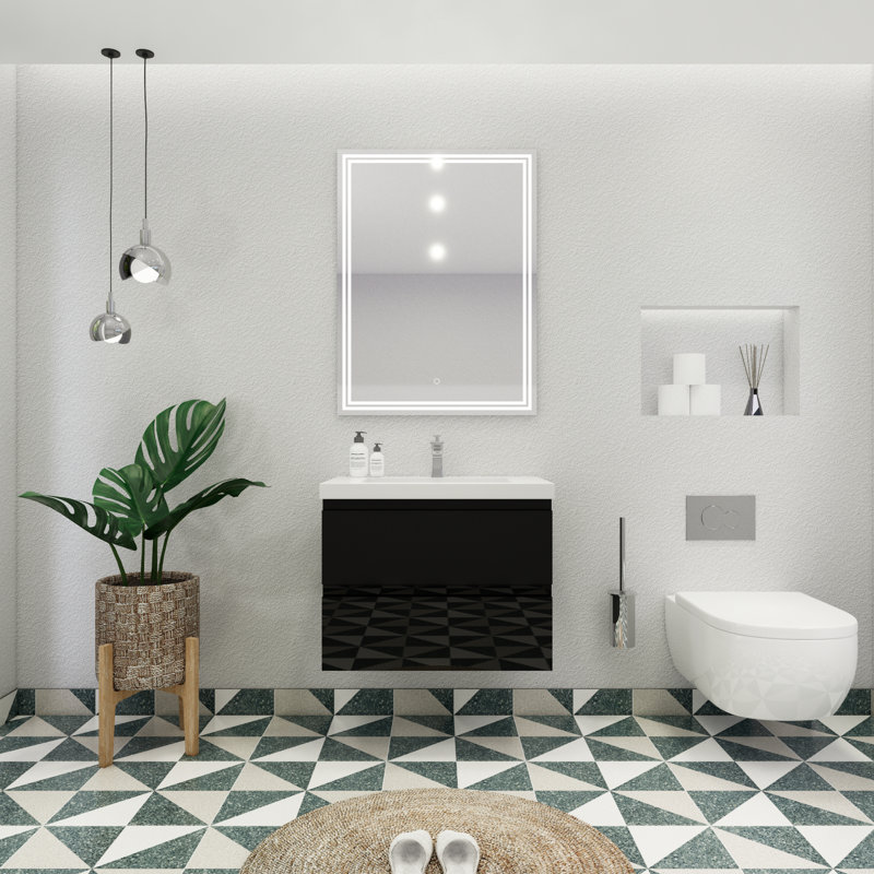 Cavaliere Single Bathroom Vanity with Acrylic Top, High Gloss Black