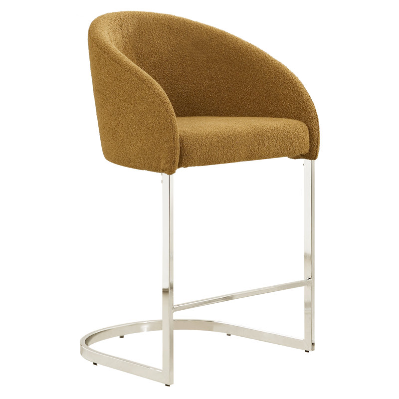 Tabouret de comptoir rembourré Chylee, Jaune, 1