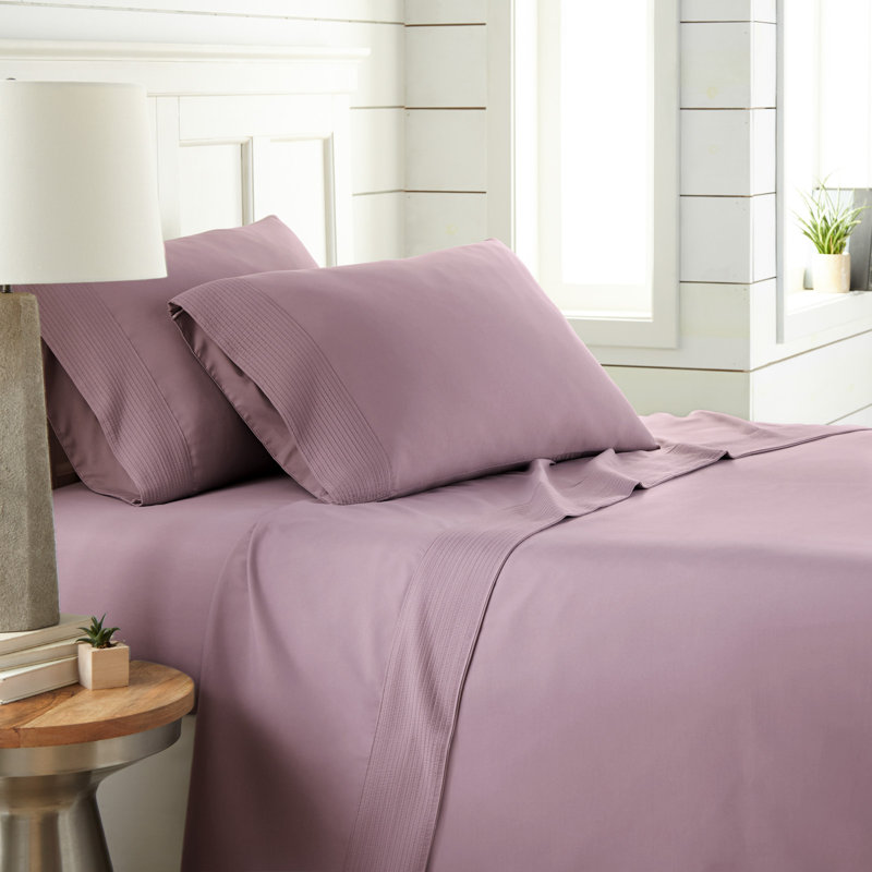 Southshore Fine Linens Vilano Extra Deep Pocket Pleated Sheet Set, Double-Brushed Microfiber 21-Inch Deep Pocket Sheets with Pleated Hem, 2 Pillowcases, King, Lavender
