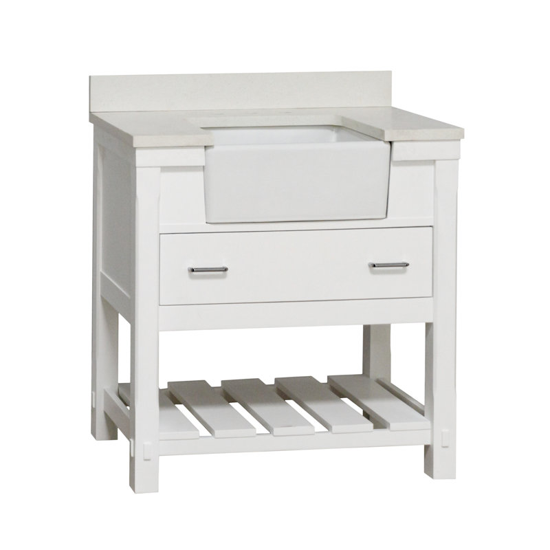 Ensemble de meuble-lavabo simple 36 po Hitton, Blanc, Quartz