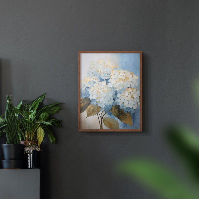 Série FLORAL Cxxi - reproduction encadrée de qualité supérieure - prête à être accrochée - aucun clou requis, Noyer