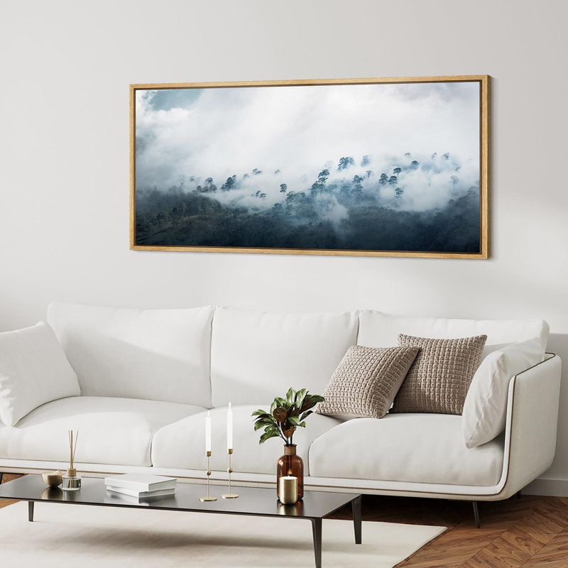 Misty Mountain Forest Landscape, reproduction d'art sur toile, H 30 po x l 60 po, Naturel