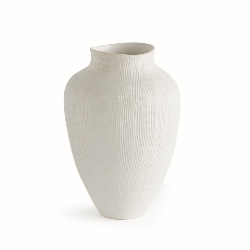 Handmade Ceramic Table Vase, 11.25" H x 8" W x 8" D, White