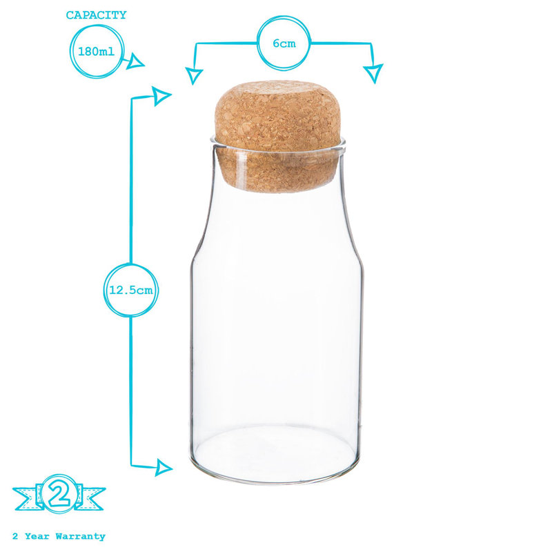 Glass Jar - Set of 3, 12.5cm H x 6cm W x 6cm D