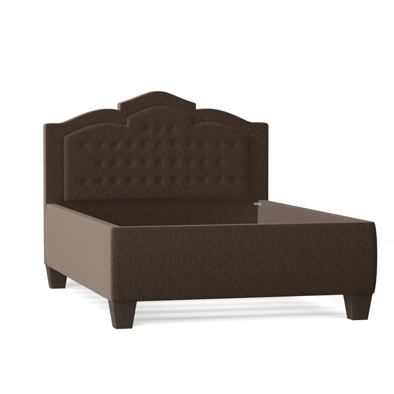 Sheila Upholstered Bed, Queen, Highlander Olive, Brown Mahogany