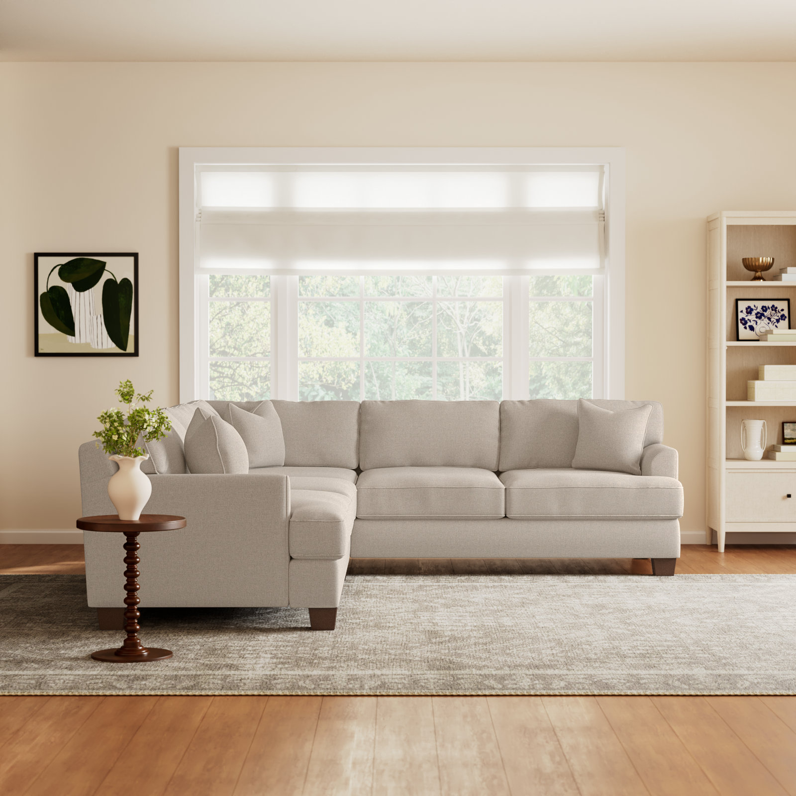 Conradina Upholstered L-Sectional, Conversation Ivory Basketweave, Left Hand Facing