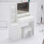 Meuble-lavabo de 41 po de large côté avec tabouret rembourré et très grand miroir à DEL-379779948