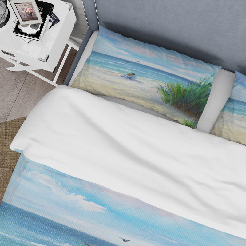 Couple In Love By The Beach - Ensemble de housse de couette nautique et côtier - Polyester en microfibre