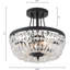 Lustre semi-encastré noir à 3 lumières de 30 cm (12 po), en cristal K9, culot E12, idéal pour chambre, entrée, couloir, salle de bain ou salle à manger. Ampoules non incluses.