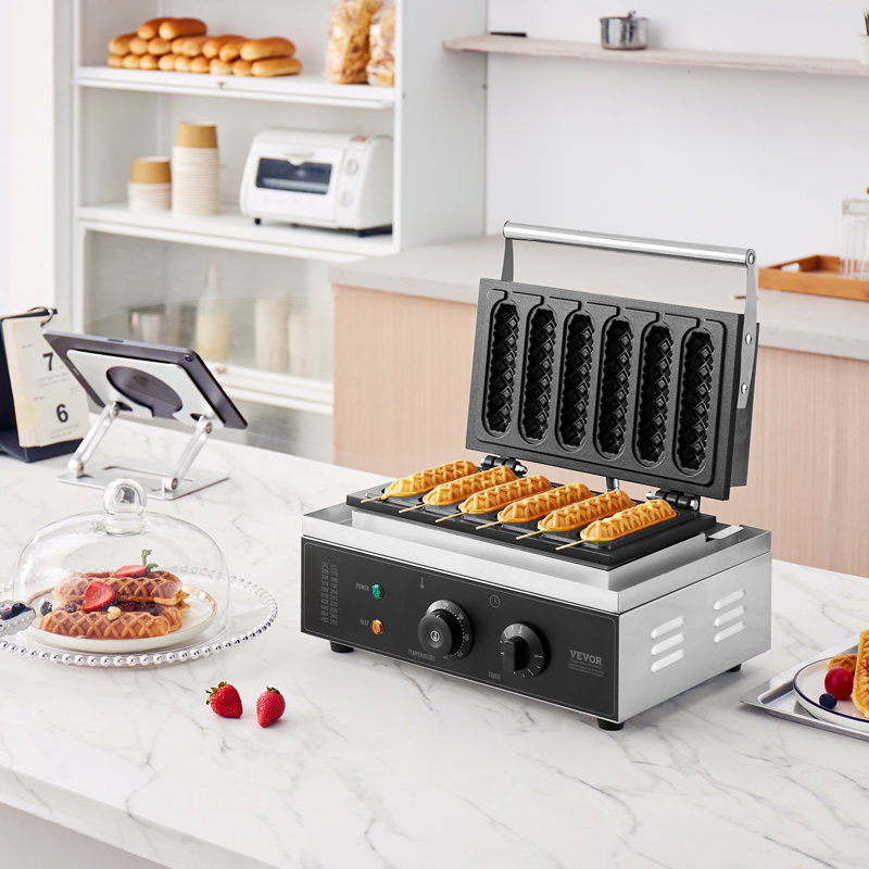 6 pièces gaufrier commercial avec gaufrier et gaufrier 1500W