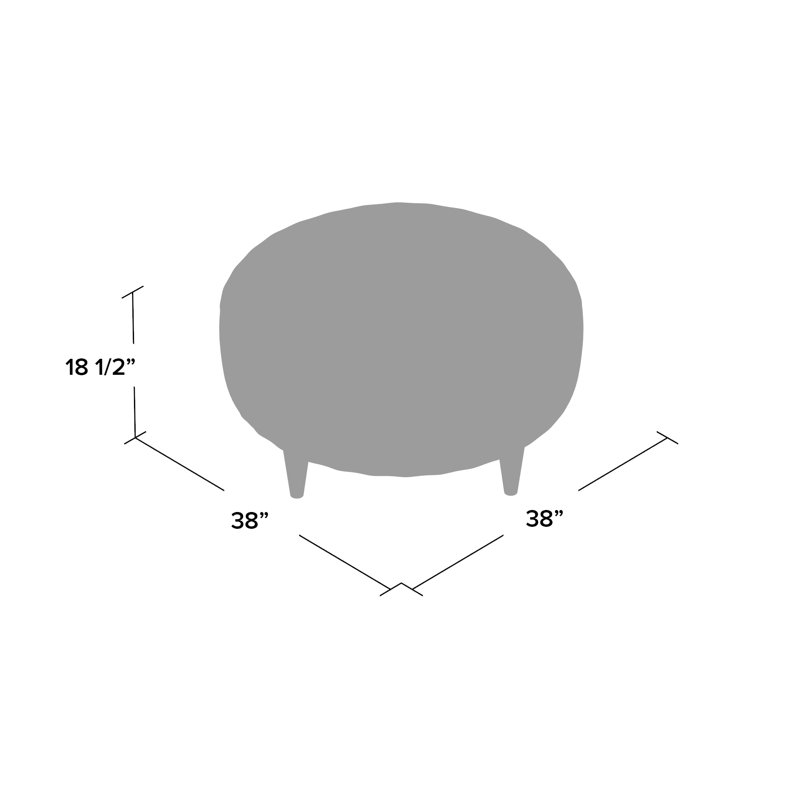 Repose-pieds capitonné rond 38 po Odon, Marbre gris performance, Bouleau couleur miel