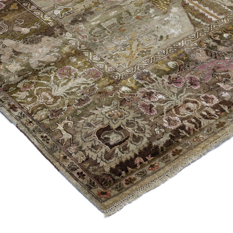 Brown Alchemy Traditional Wool Silk Blend Rug - 9'7" x 14'7"