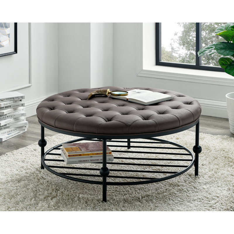 Jacki Upholstered Ottoman, Brown