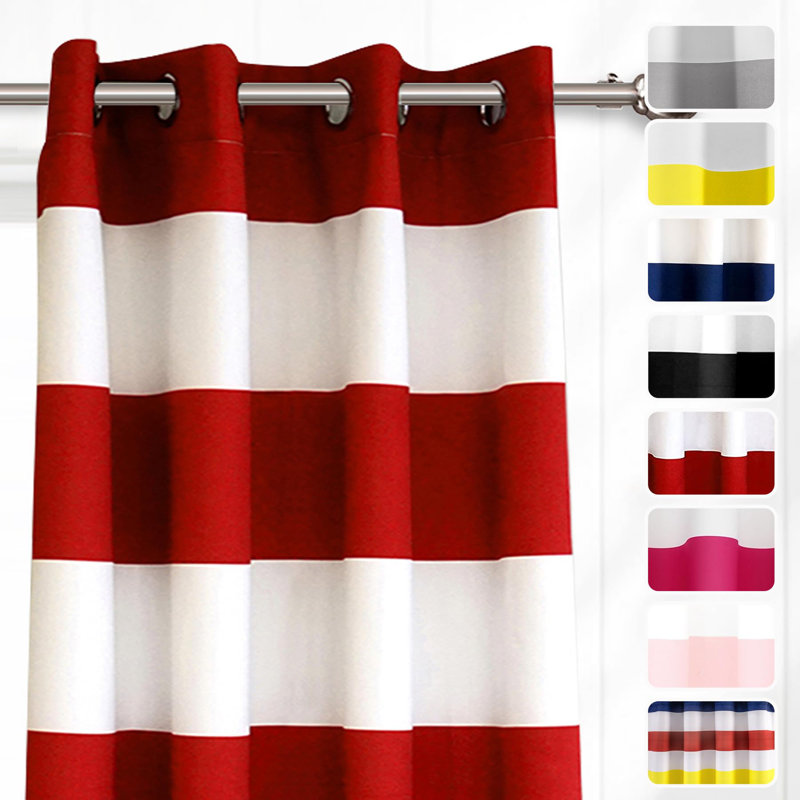 Eastcote Striped Room Darkening Grommet Curtains, Red, 52" W x 96" L