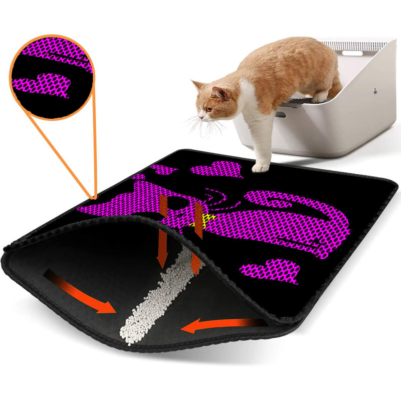 Tapis pour litière de qualité supérieure, 18 po x 24 po | 50% PVC / 50% polyester, lavable à la machine et passer l'aspirateur | Conception durable et facile à nettoyer pour les propriétaires d'animaux de compagnie | Protégez vos planchers des dégâts de la litière