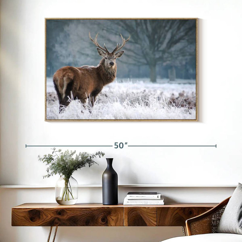 Cerf Stare, Cadre flottant en bois naturel, 40 po x 27 po