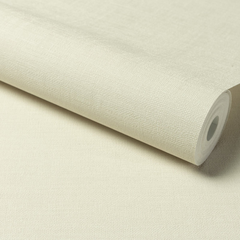 Structured Walls Collection Plain Linen Wallpaper Roll, Cream