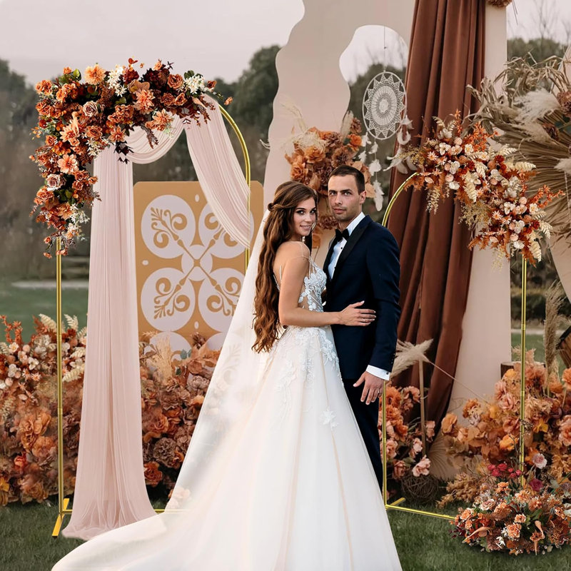 Ensemble de 2 supports en toile de fond en forme d'arche de mariage antirouille en métal, assemblage facile avec barre transversale de base, robuste et durable pour le mariage, l'anniversaire, la fête de naissance, la décoration de fête