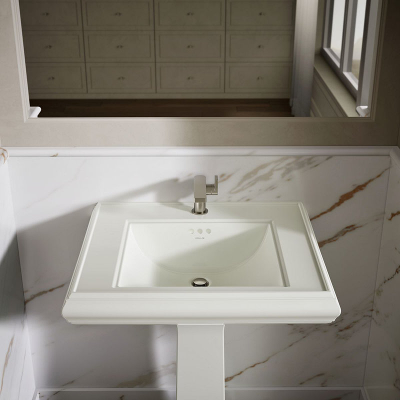 Memoirs® Rectangular Pedestal Bathroom Sink with Overflow, Dune, Single Hole Faucet