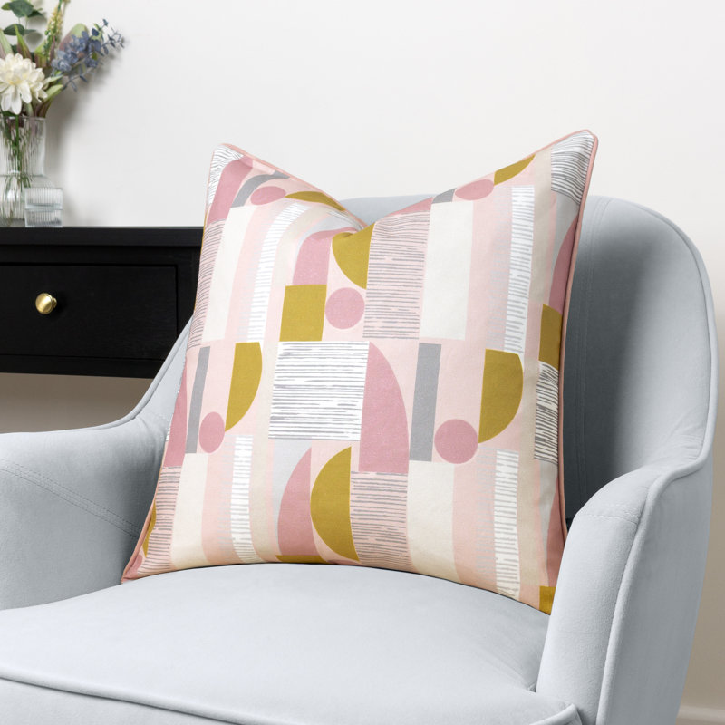 Barcelona Geometric Pink Square Throw Cushion Cover