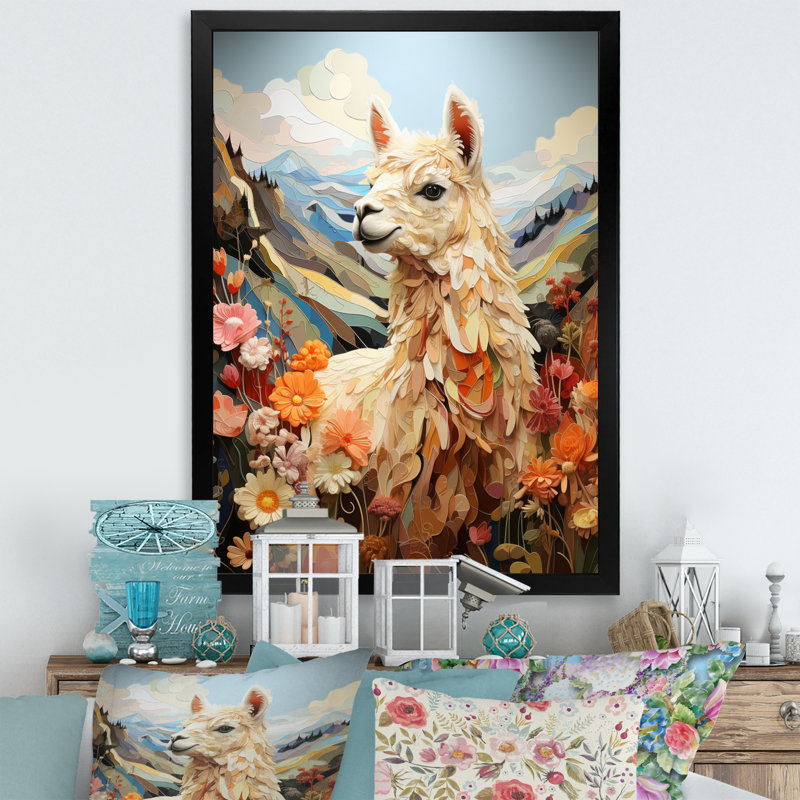 Hunayda Alpacas Alpaca Après-midi, Cadre simple noir, H 20 po x l 12 po x P 1 po